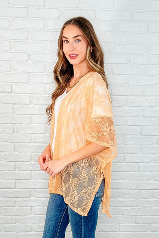 Andree By Unit Good Days Ahead Lace Kimono In Peach