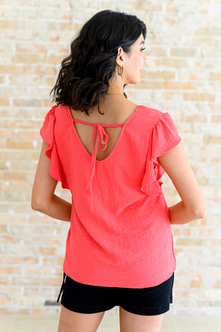 One Eleven North Got Me Cornered V Neck Ruffle Sleeve Top