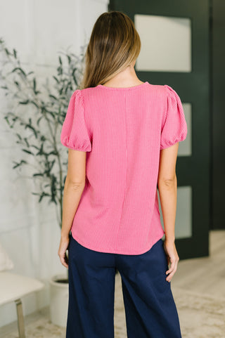 Zenana Grace & Virtue Balloon Sleeve Blouse in Fuchsia