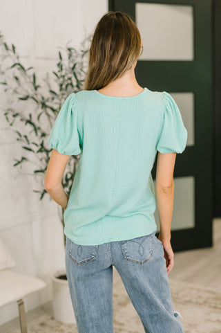 Zenana Grace & Virtue Balloon Sleeve Blouse in Mint