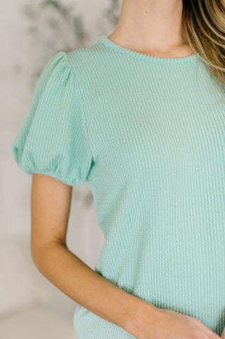 Zenana Grace & Virtue Balloon Sleeve Blouse in Mint