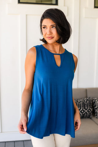 Lovely Melody Greater than Great Keyhole Detail Tank in Teal
