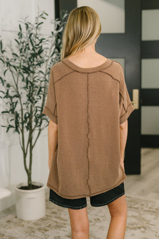 Zenana Growing Restless V-Neck Tee in Brown