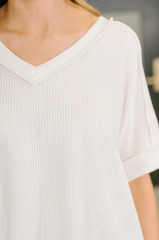 Zenana Growing Restless V-Neck Tee in White