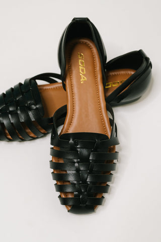 Soda Gulla Woven Slip On Flats in Black