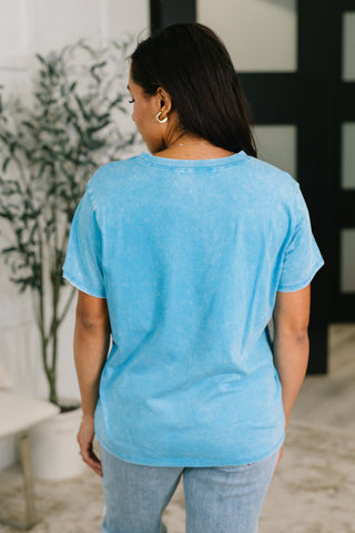 Zenana Had to Be There Mineral Wash Tee in Deep Sky