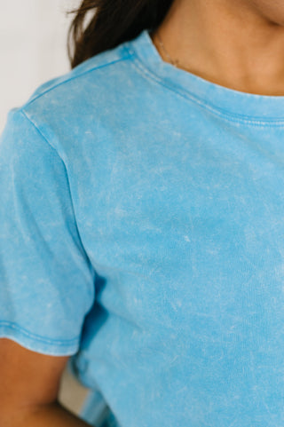Zenana Had to Be There Mineral Wash Tee in Deep Sky