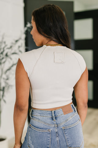 Zenana Halfway to Heaven Cropped Top in Sand Beige