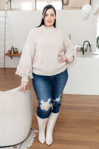Very J Handle It All Fringe Detail Sweater