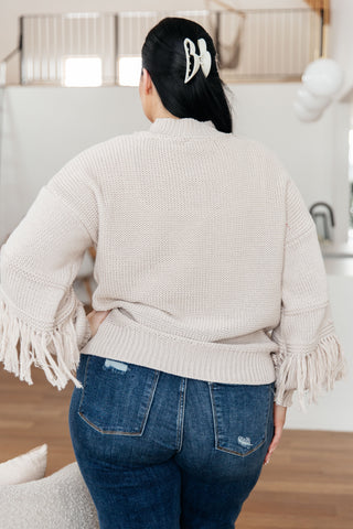 Very J Handle It All Fringe Detail Sweater