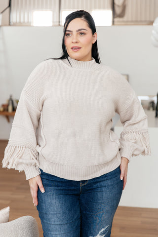 Very J Handle It All Fringe Detail Sweater