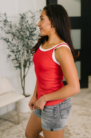 One Eleven North Handled It Contrast Trim Tank in Red