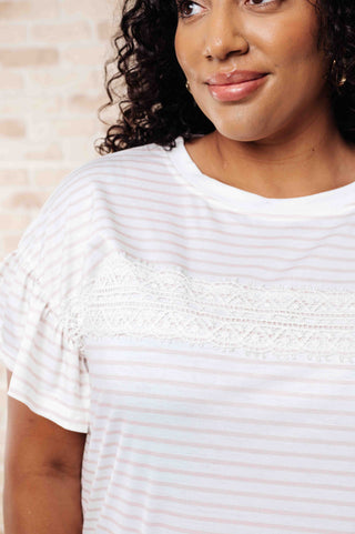 One Eleven North Hand to Hold Lace Detail Striped Top