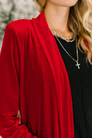 One Eleven North Happy Hours Long Velvet Cardigan