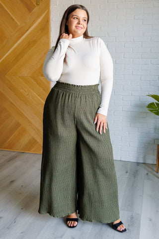 Very J Harmony High Rise Wide Pants in Olive