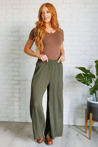 Very J Harmony High Rise Wide Pants in Olive