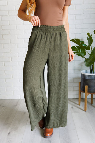 Very J Harmony High Rise Wide Pants in Olive