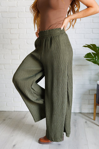 Very J Harmony High Rise Wide Pants in Olive