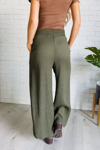 Very J Harmony High Rise Wide Pants in Olive
