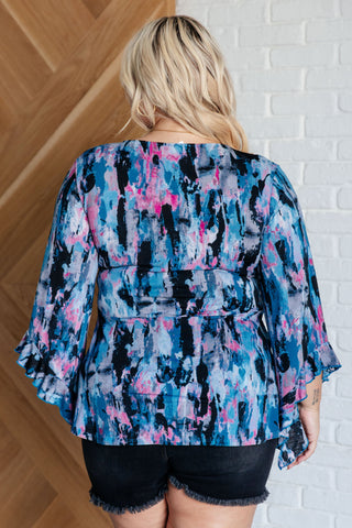 Sew In Love Have it All Angel Sleeve Top in Abstract Magenta