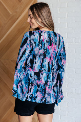 Sew In Love Have it All Angel Sleeve Top in Abstract Magenta