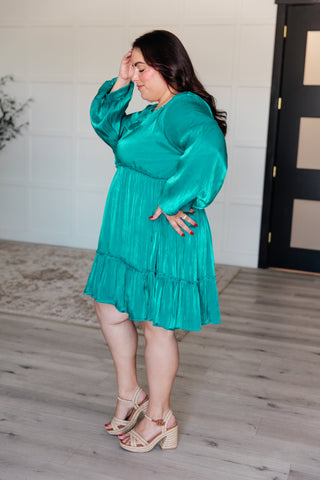 Jodifl Head Held High V-Neck Balloon Sleeve Dress