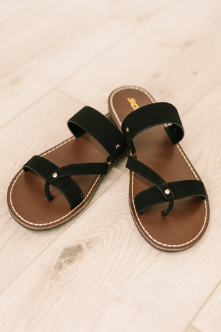 Soda Heart & Sole Slip on Sandals in Clarity Black