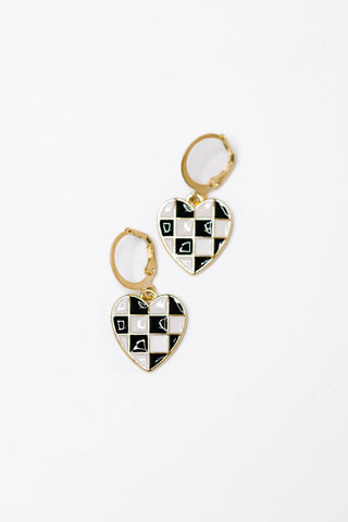 One Eleven North Heartbreaker Check Dangle Earrings