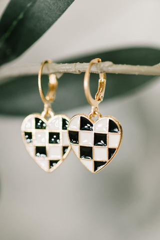 One Eleven North Heartbreaker Check Dangle Earrings