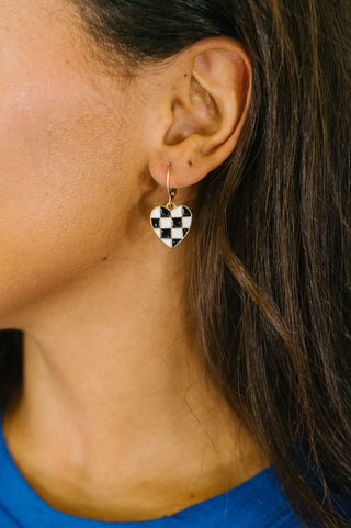 One Eleven North Heartbreaker Check Dangle Earrings