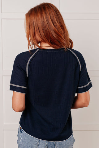 One Eleven North Heartbreaker Waffle Knit Tee in Blue