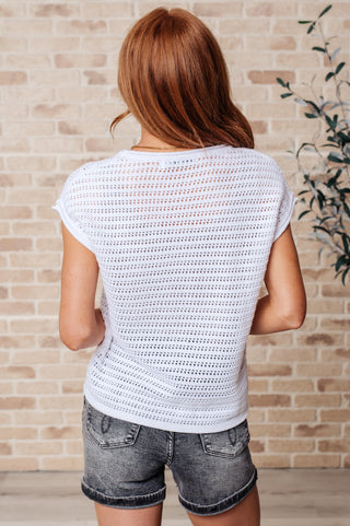 One Eleven North Here for More Open Knit Cap Sleeve Sweater