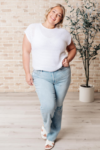 One Eleven North Here for More Open Knit Cap Sleeve Sweater