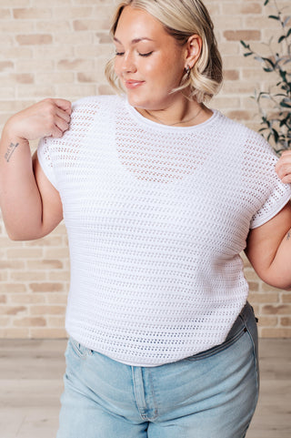 One Eleven North Here for More Open Knit Cap Sleeve Sweater