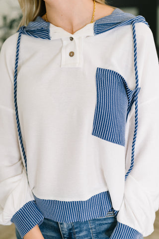 One Eleven North Here for Now Color Block Hoodie in Blue