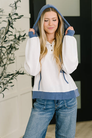 One Eleven North Here for Now Color Block Hoodie in Blue