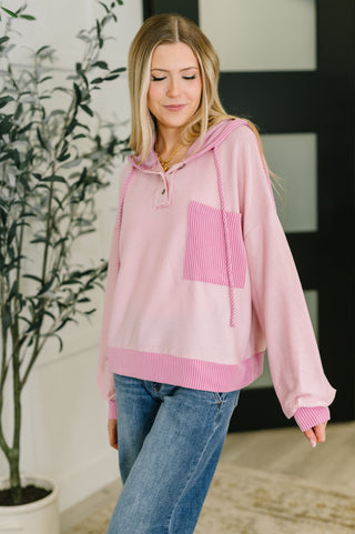 One Eleven North Here for Now Color Block Hoodie in Pink
