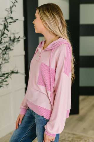 One Eleven North Here for Now Color Block Hoodie in Pink