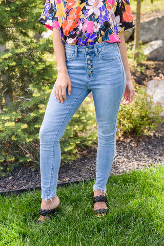 Judy Blue Hi-Rise Button Fly Skinny - Exclusive