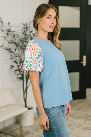 One Eleven North High Expectations Contrast Puff Sleeve Blouse