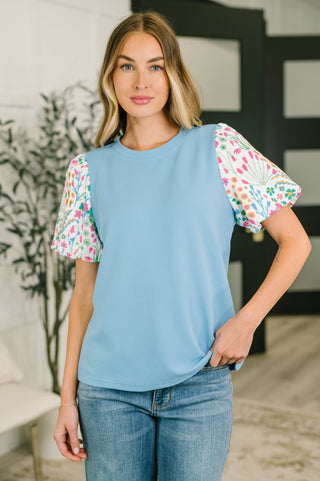 One Eleven North High Expectations Contrast Puff Sleeve Blouse