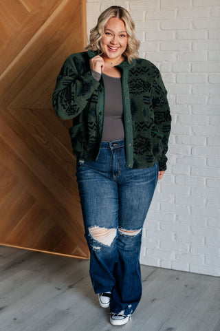 Sew In Love High Perspective Geometric Fleece Jacket