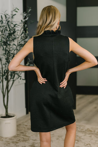 Dear Scarlett High Tide High Neck Embossed Sleeveless Dress in Black