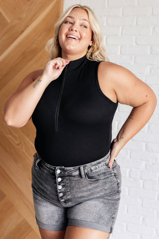 One Eleven North Higher and Higher Ribbed Zip Up Bodysuit