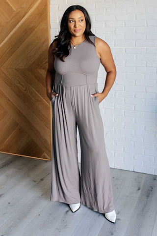 One Eleven North Hilary Wide Leg Jumpsuit in Grey