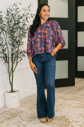 One Eleven North Hitherto Unknown Floral Babydoll Blouse