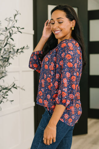 One Eleven North Hitherto Unknown Floral Babydoll Blouse