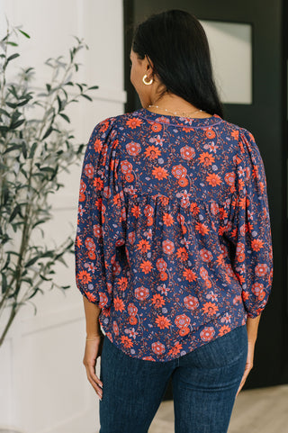 One Eleven North Hitherto Unknown Floral Babydoll Blouse