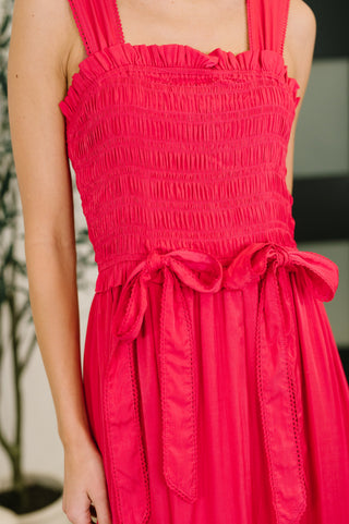 GiGio Hold Me Down Midi Dress in Fuchsia