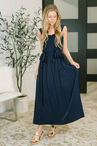 GiGio Hold Me Down Midi Dress in Navy